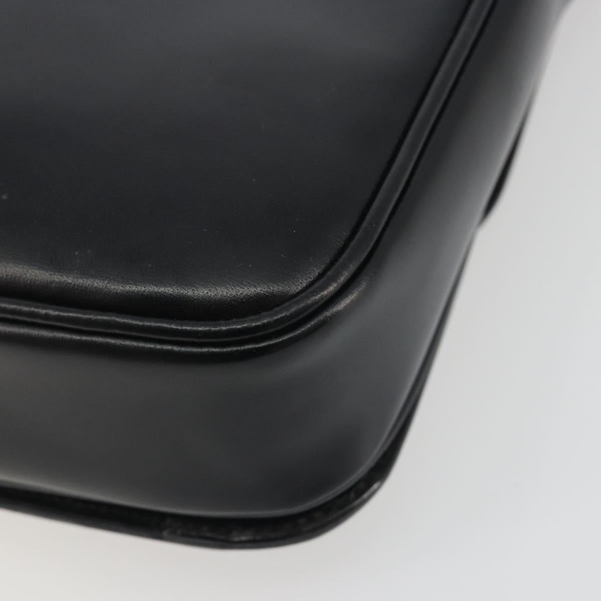 CELINE Circle Shoulder Bag Leather Black Gold Auth 193810V