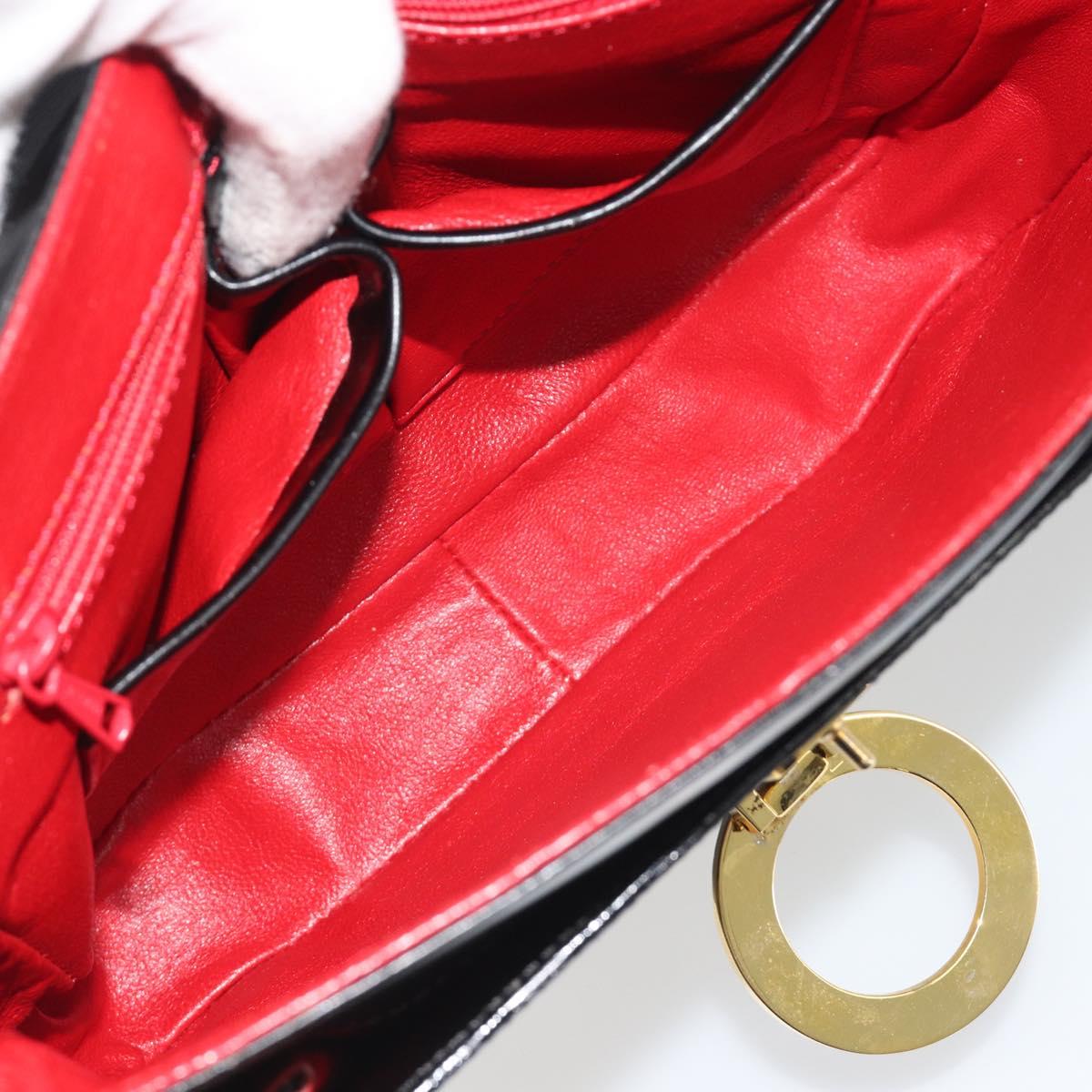 CELINE Circle Shoulder Bag Leather Black Gold Auth 193810V