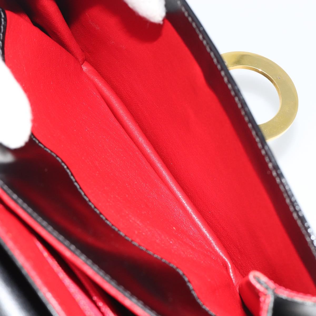 CELINE Circle Shoulder Bag Leather Black Gold Auth 193810V