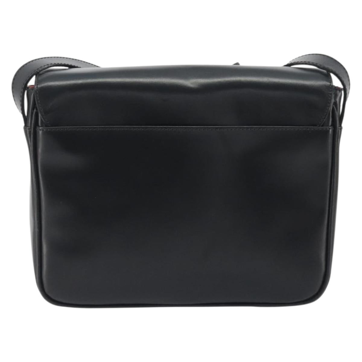 CELINE Circle Shoulder Bag Leather Black Gold Auth 193810V