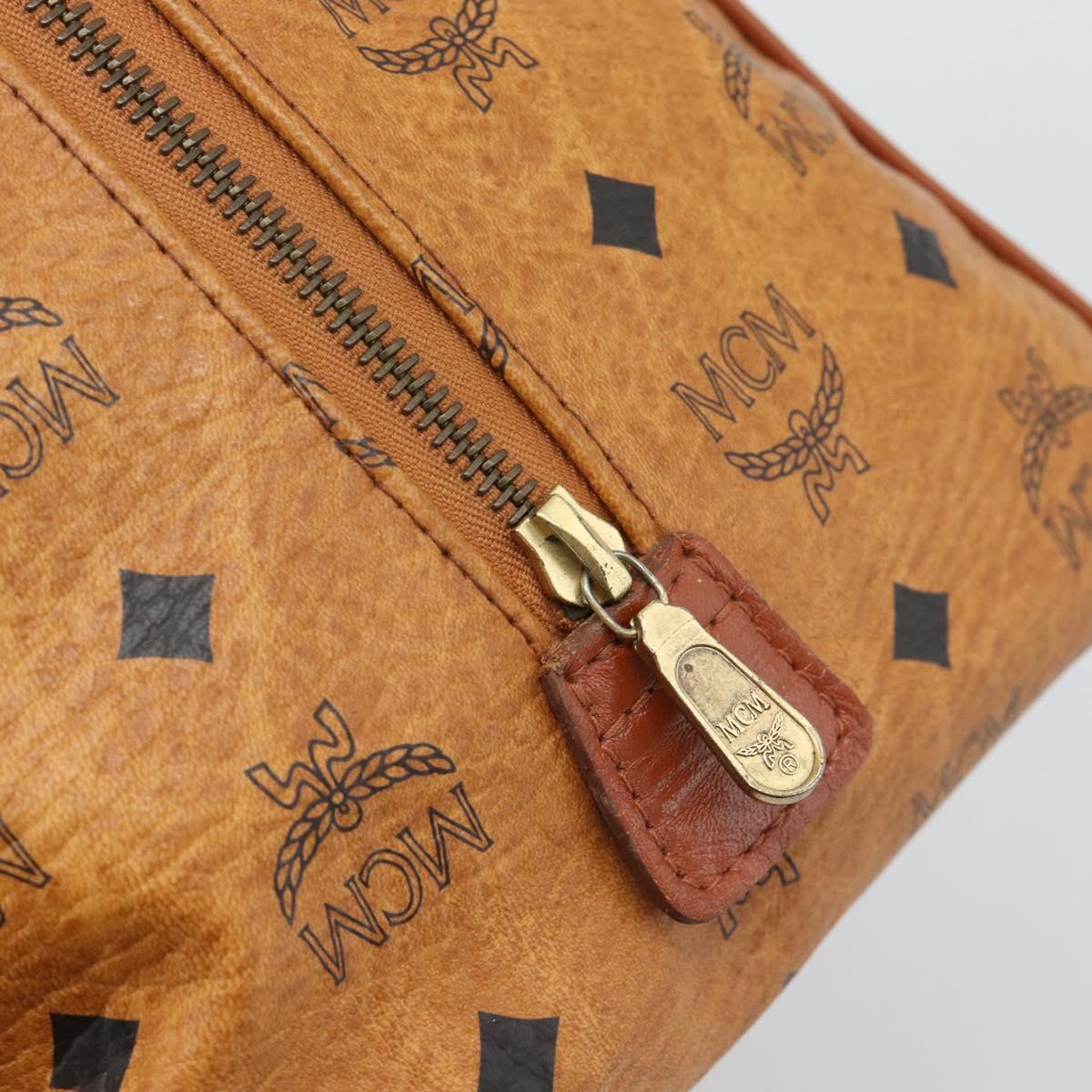 MCM Logogram Vicetos Boston Bag PVC Leather Brown Gold Auth 193811
