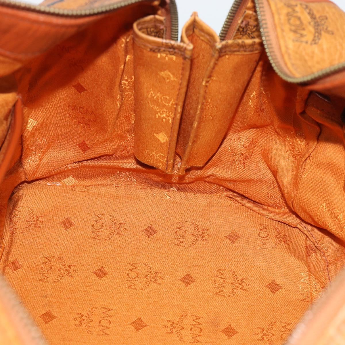 MCM Logogram Vicetos Boston Bag PVC Leather Brown Gold Auth 193811