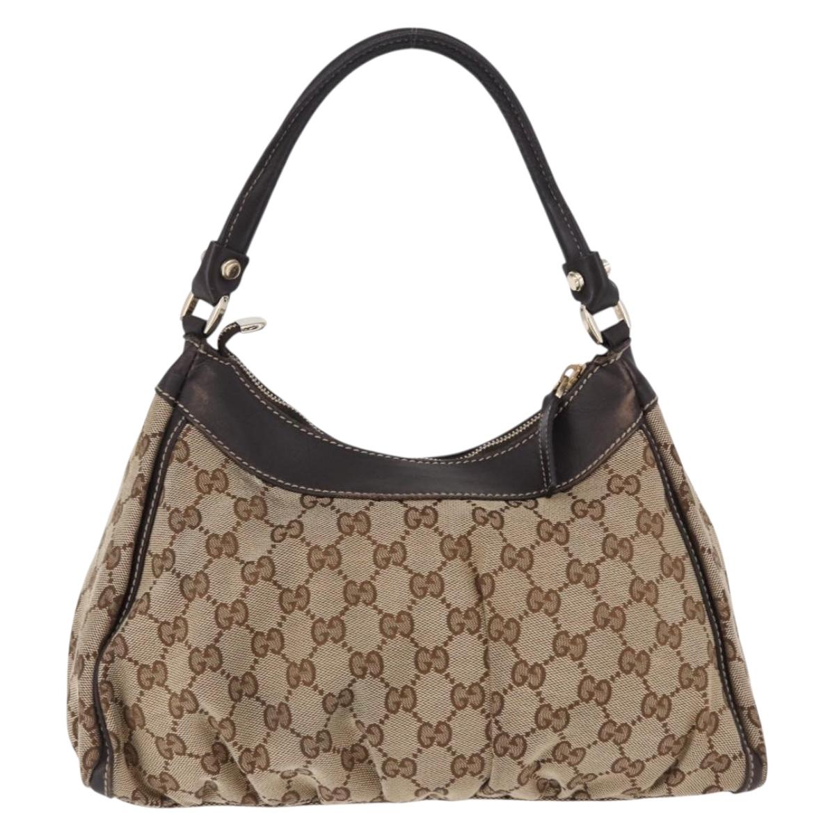 GUCCI GG Canvas Abbey Shoulder Bag Beige Gold 190525 Auth 193812V