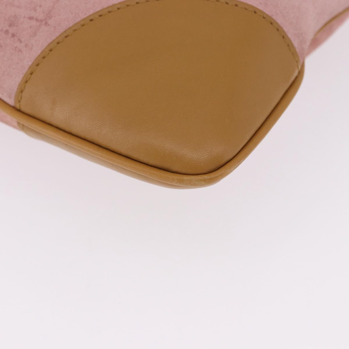 GUCCI Bamboo Jackie Shoulder Bag Suede Pink Gold 001 4060 Auth 193813V