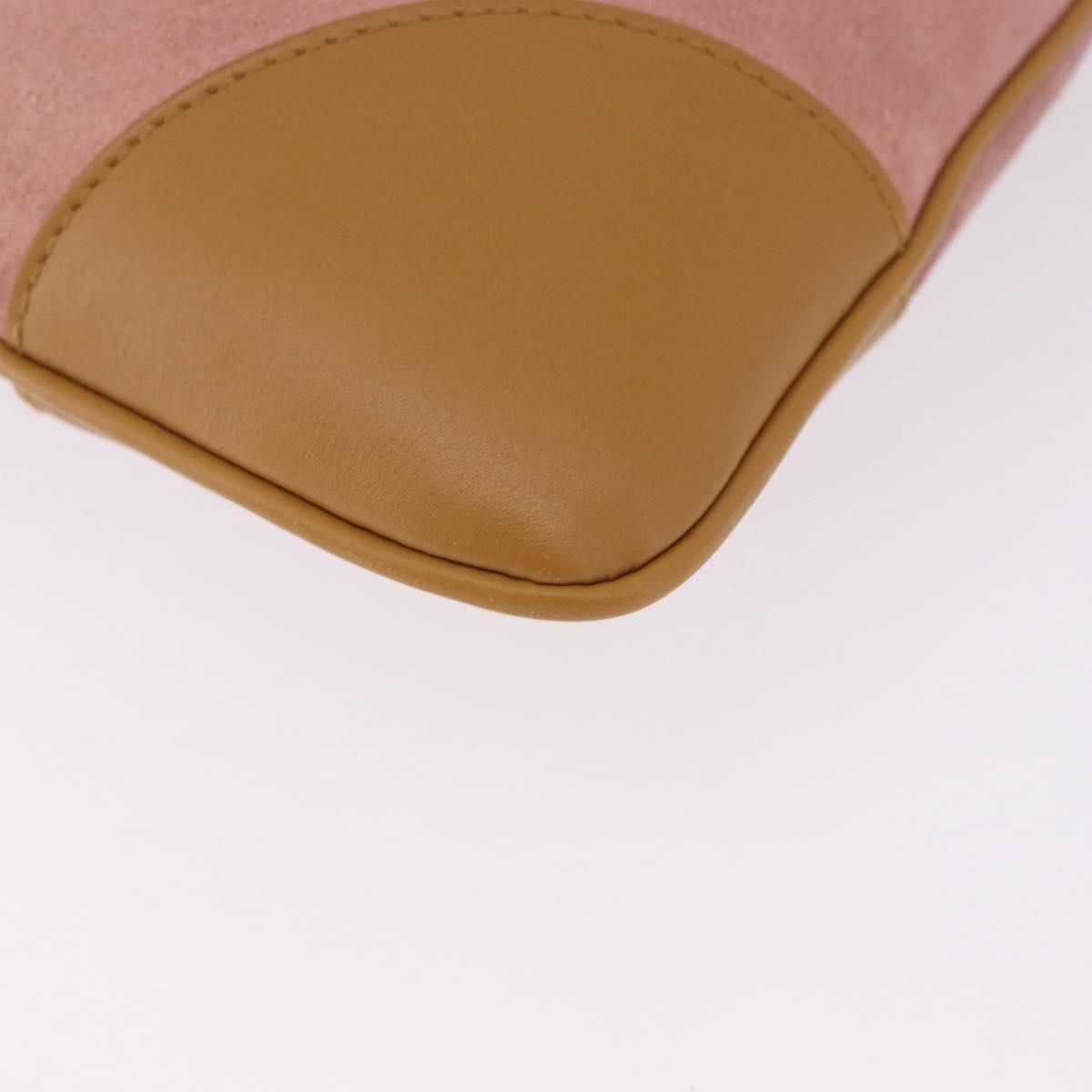 GUCCI Bamboo Jackie Shoulder Bag Suede Pink Gold 001 4060 Auth 193813V