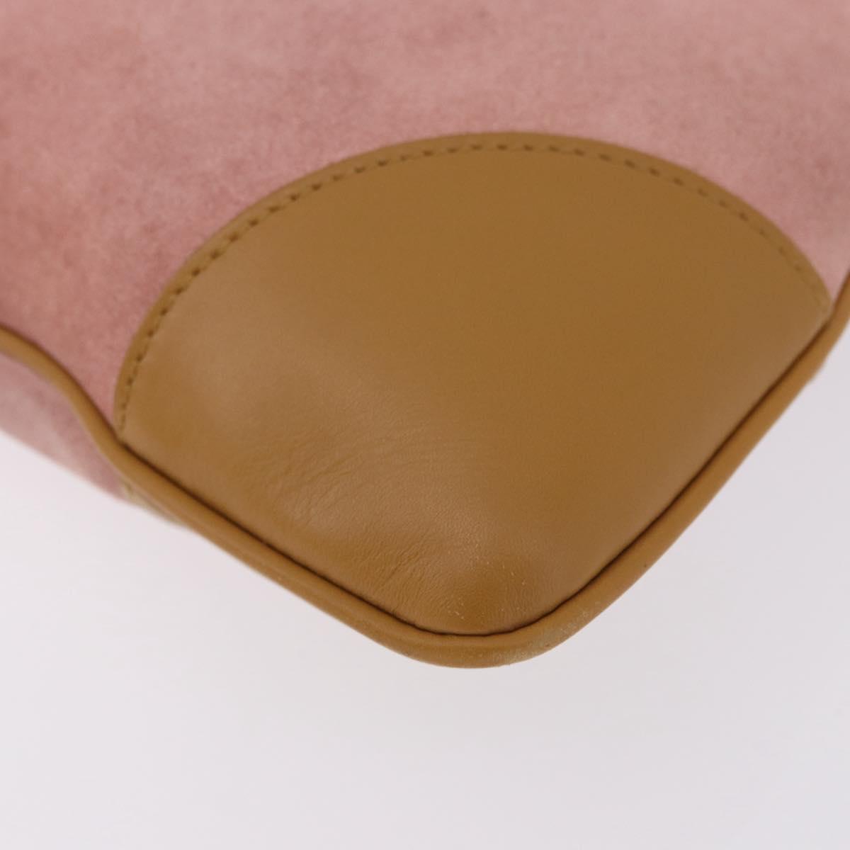 GUCCI Bamboo Jackie Shoulder Bag Suede Pink Gold 001 4060 Auth 193813V