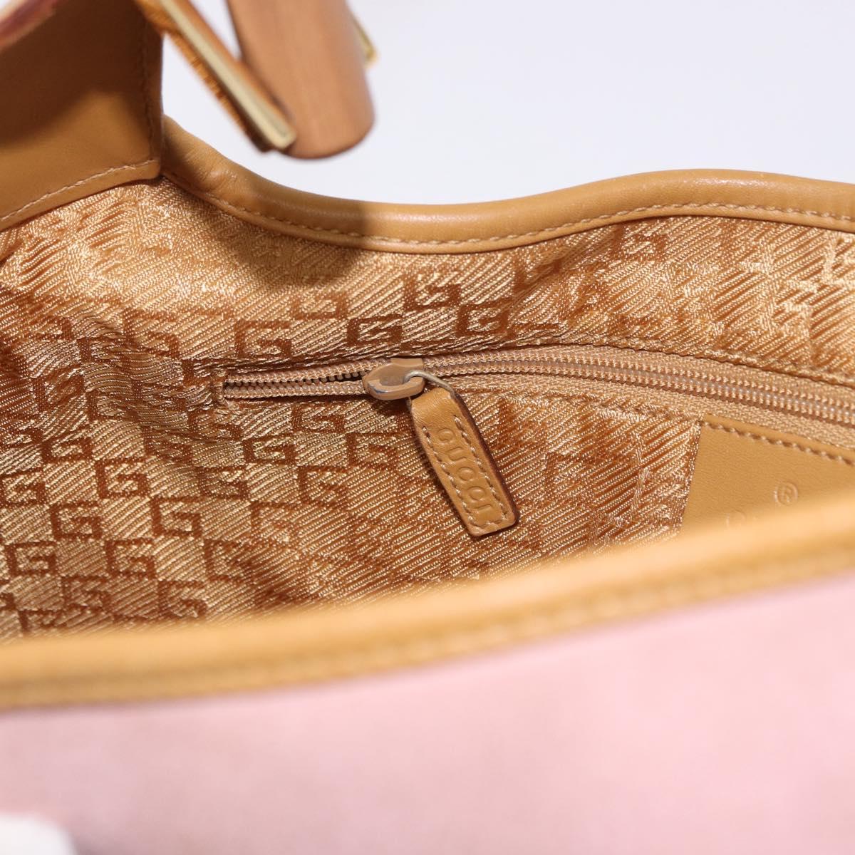 GUCCI Bamboo Jackie Shoulder Bag Suede Pink Gold 001 4060 Auth 193813V