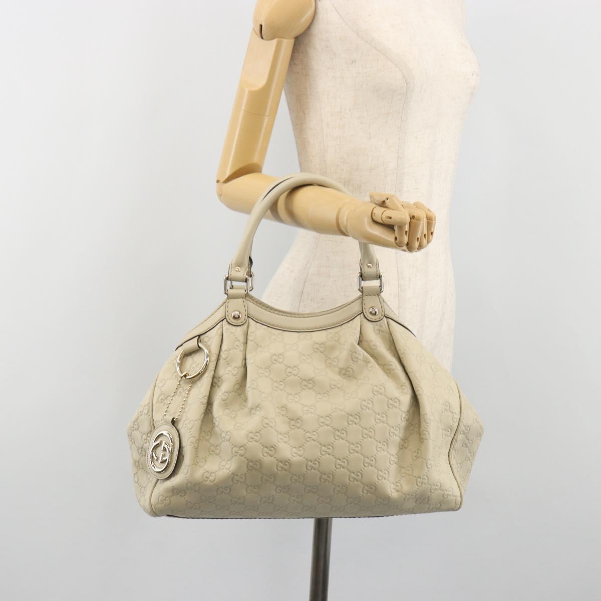 GUCCI GG Canvas Guccissima Tote Bag Leather Ivory Gold 211944 Auth 193843V