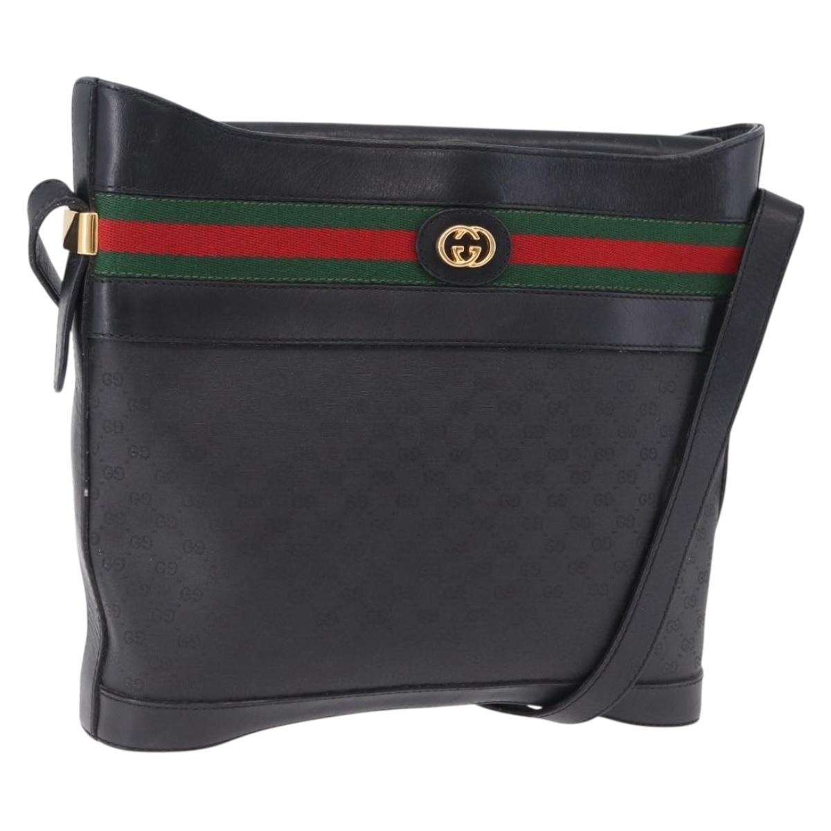 GUCCI Micro GG Supreme Web Sherry Line Bag PVC Black 001 110 0968 Auth 193846