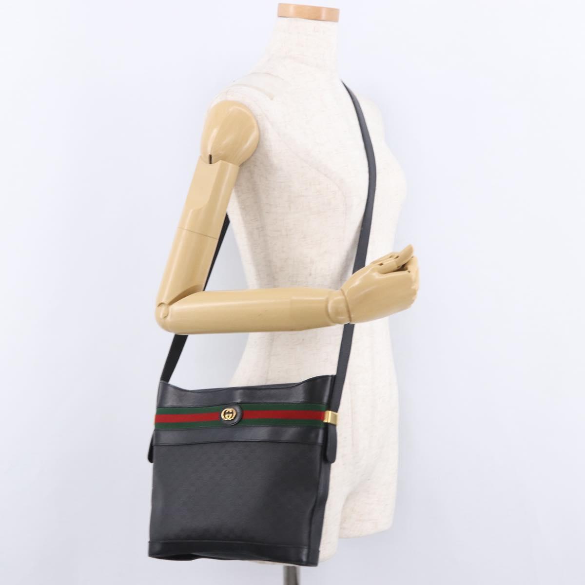 GUCCI Micro GG Supreme Web Sherry Line Bag PVC Black 001 110 0968 Auth 193846