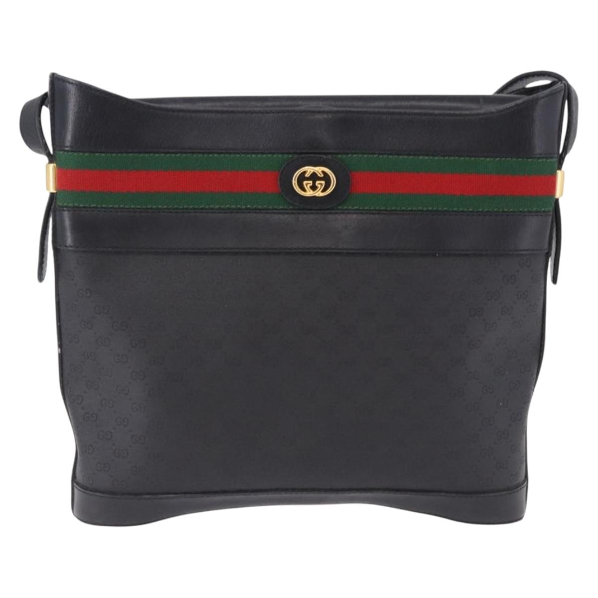 GUCCI Micro GG Supreme Web Sherry Line Bag PVC Black 001 110 0968 Auth 193846