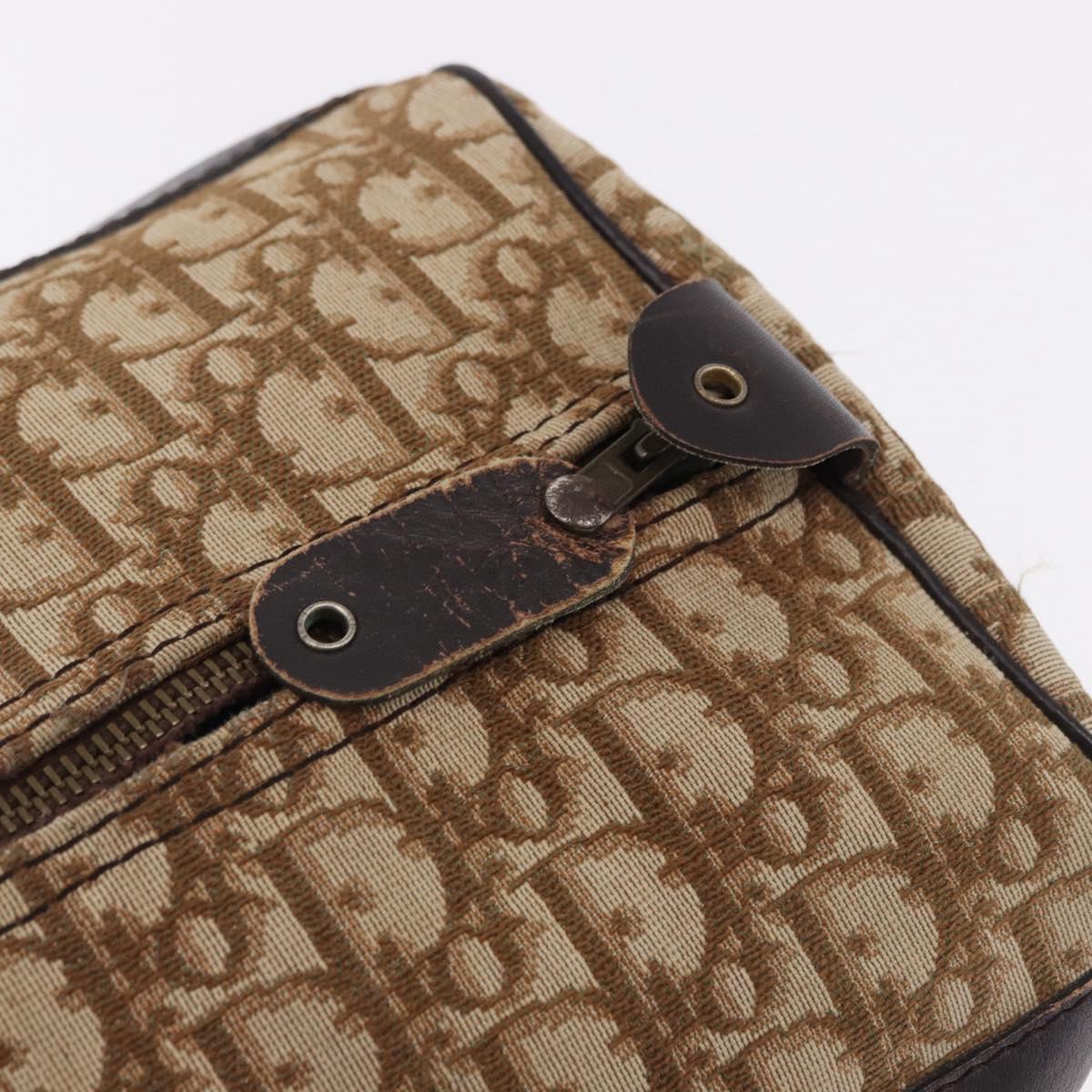 Christian Dior Trotter Canvas Boston Bag Beige Gold Auth 193848
