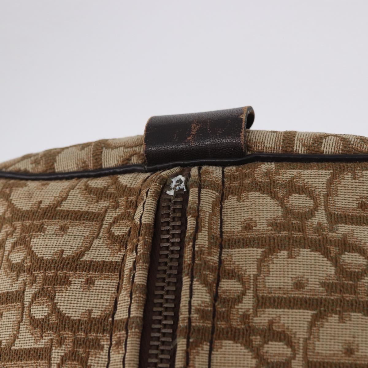 Christian Dior Trotter Canvas Boston Bag Beige Gold Auth 193848