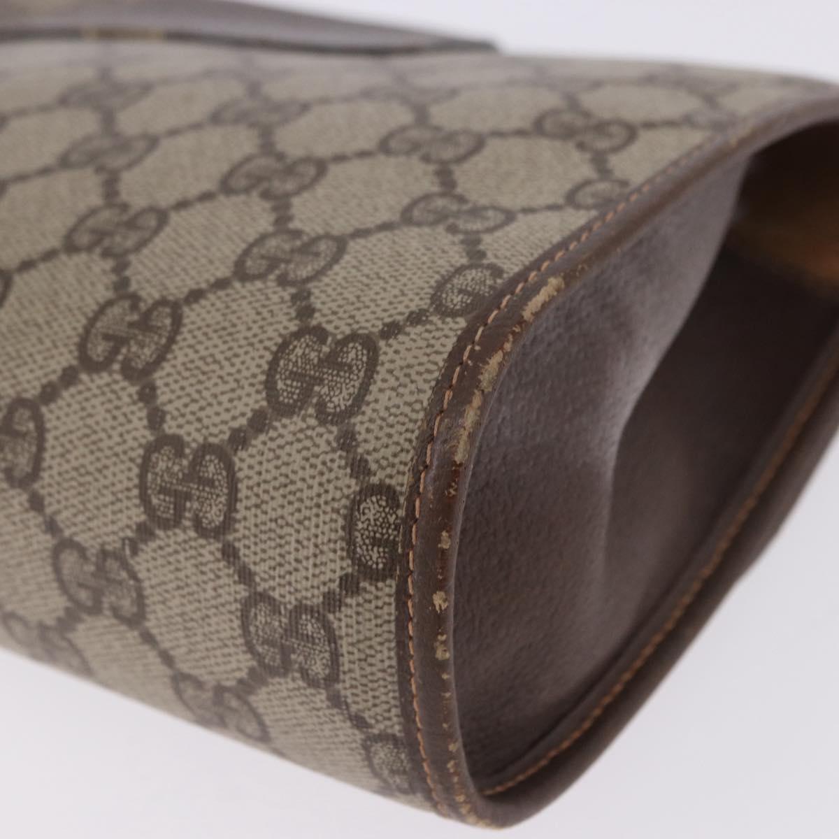 GUCCI GG Supreme Web Sherry Line Bag PVC Beige Gold 156 01 030 Auth 193851
