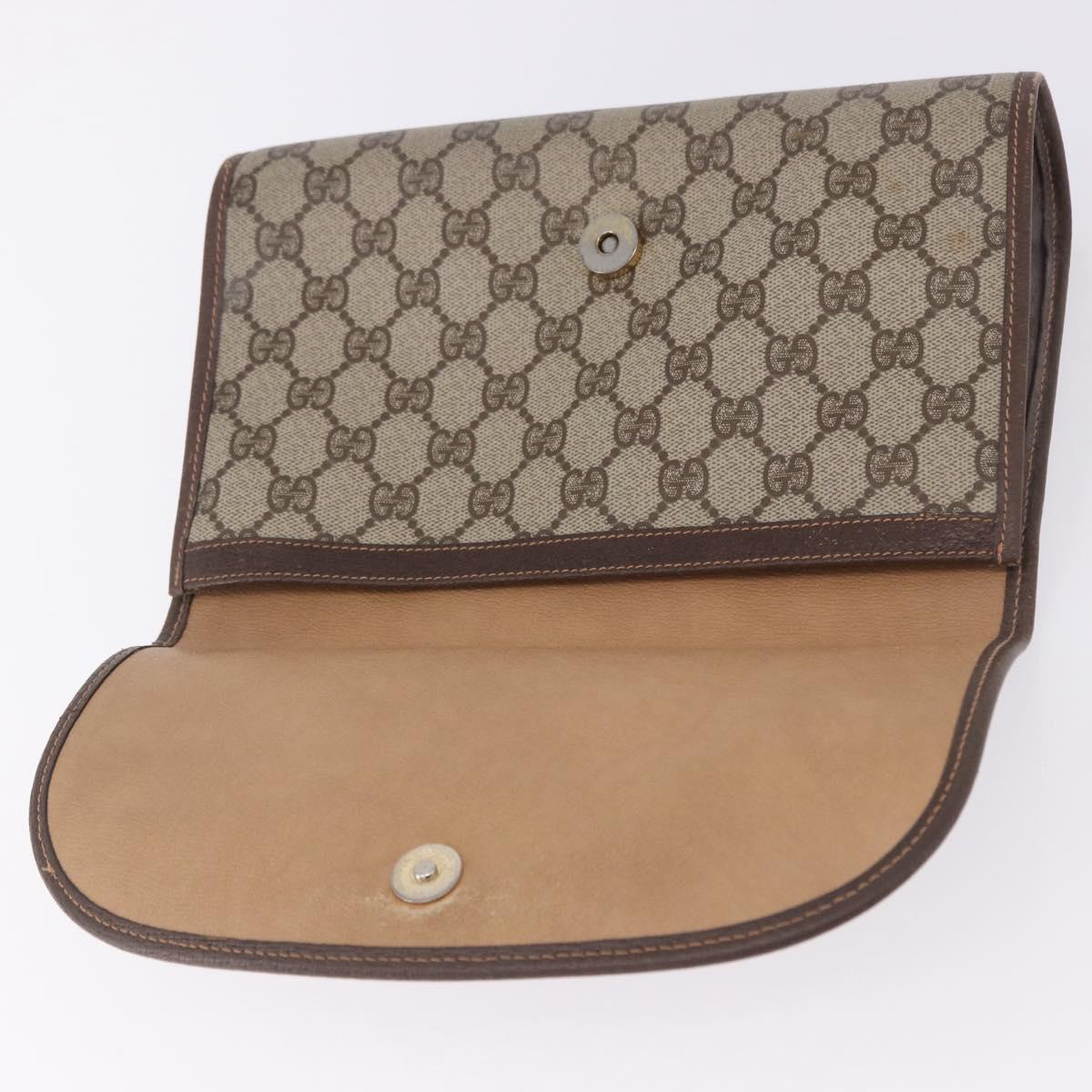 GUCCI GG Supreme Web Sherry Line Bag PVC Beige Gold 156 01 030 Auth 193851