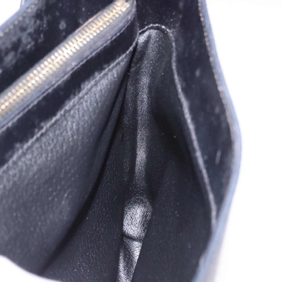 CELINE Macadam Canvas Shoulder Bag PVC Leather Black Gold Auth 193854