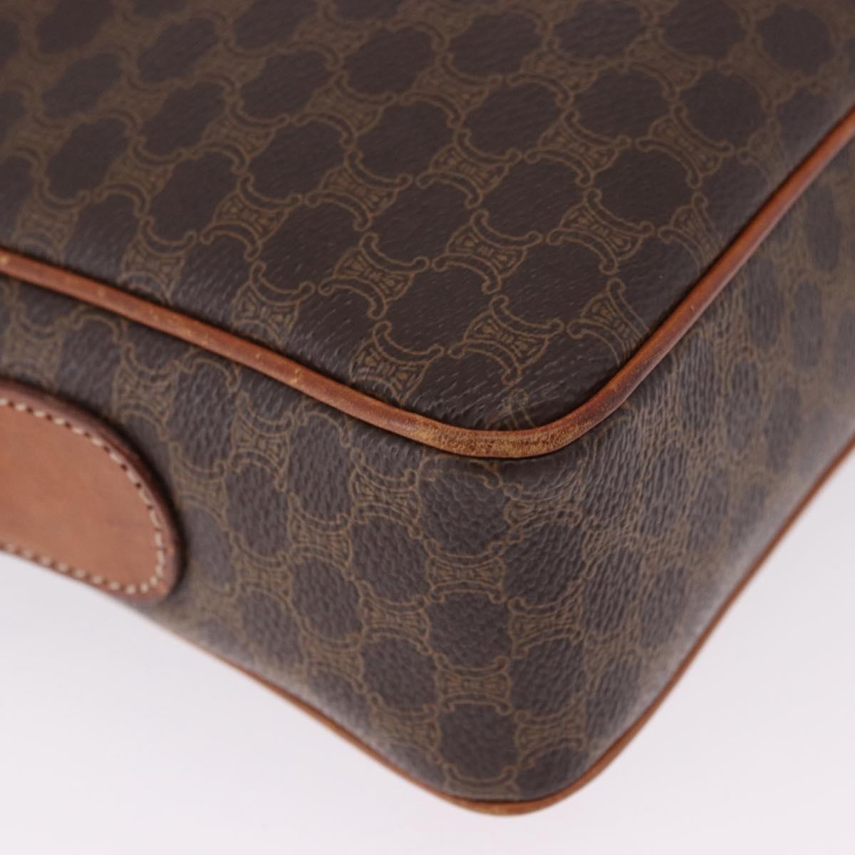 CELINE Macadam Canvas Circle Shoulder Bag PVC Leather Brown Gold Auth 193856