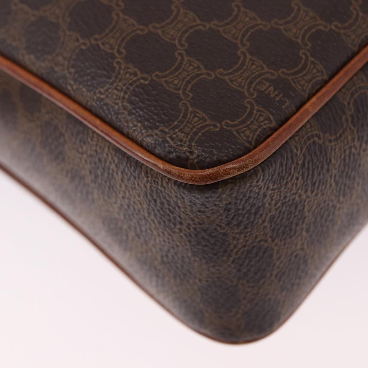 CELINE Macadam Canvas Circle Shoulder Bag PVC Leather Brown Gold Auth 193856
