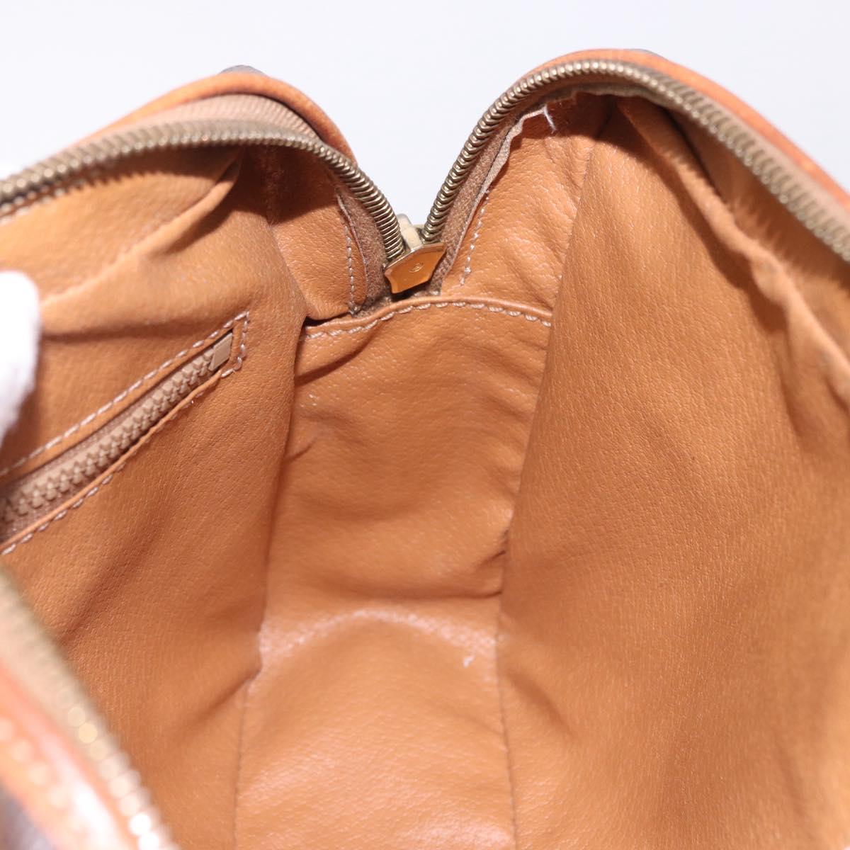 CELINE Macadam Canvas Circle Shoulder Bag PVC Leather Brown Gold Auth 193856