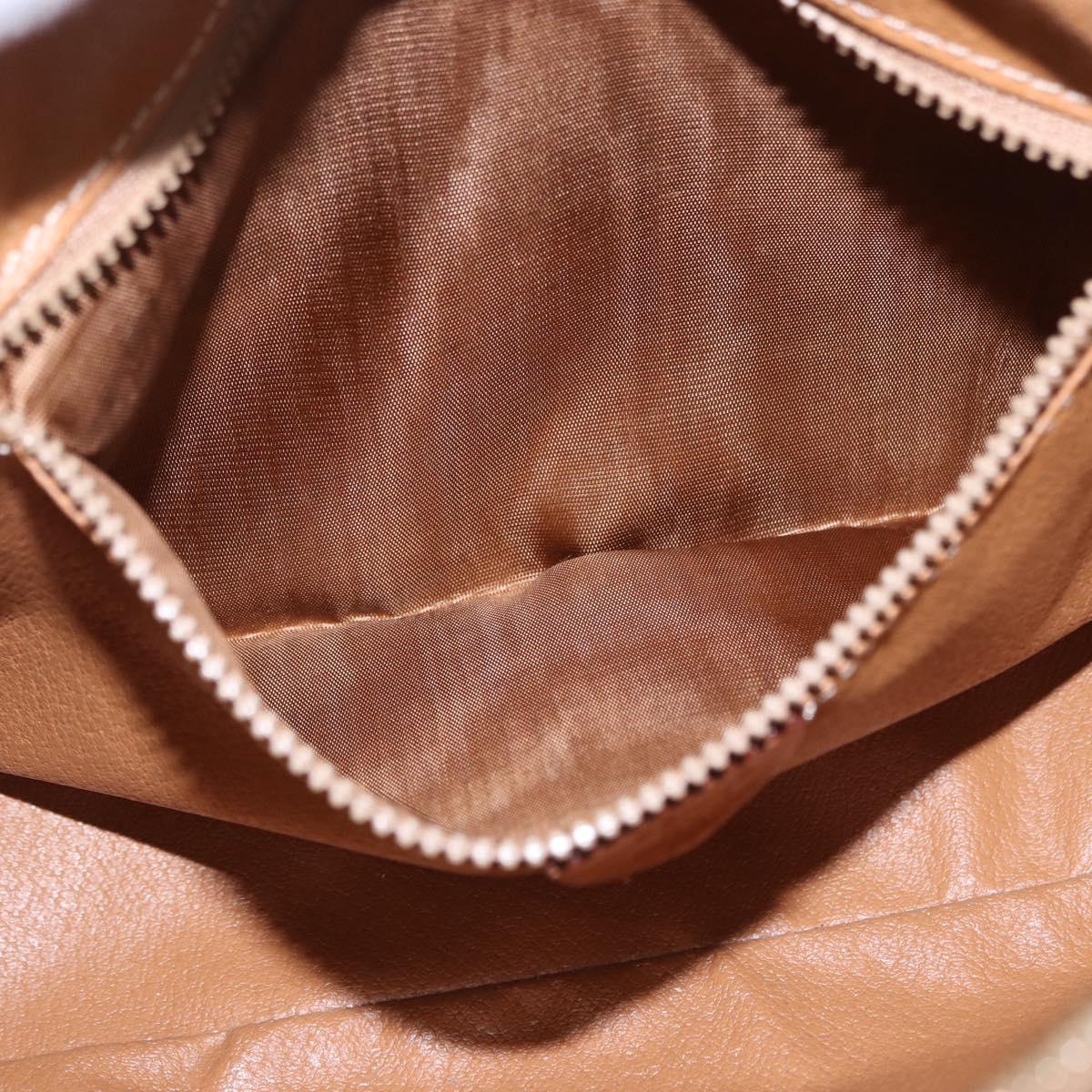 CELINE Macadam Canvas Circle Shoulder Bag PVC Leather Brown Gold Auth 193856
