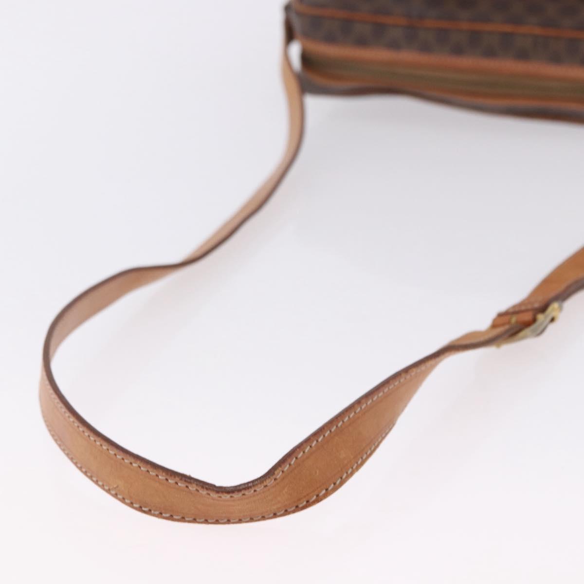 CELINE Macadam Canvas Circle Shoulder Bag PVC Leather Brown Gold Auth 193856