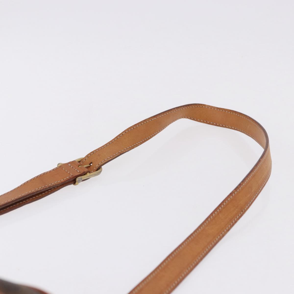 CELINE Macadam Canvas Circle Shoulder Bag PVC Leather Brown Gold Auth 193856