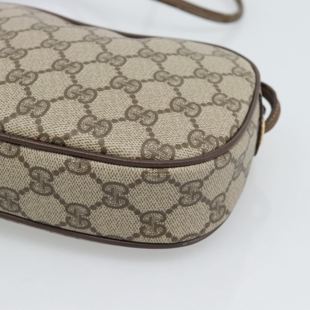 GUCCI GG Supreme Web Sherry Line Bag PVC Beige Gold 007 58 6112 Auth 193857