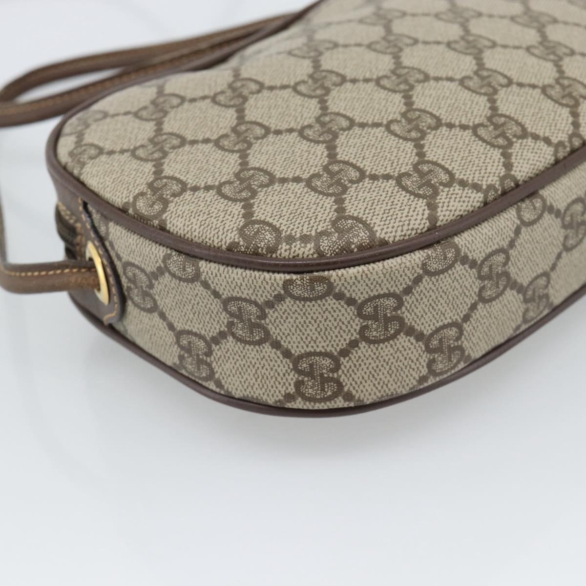 GUCCI GG Supreme Web Sherry Line Bag PVC Beige Gold 007 58 6112 Auth 193857