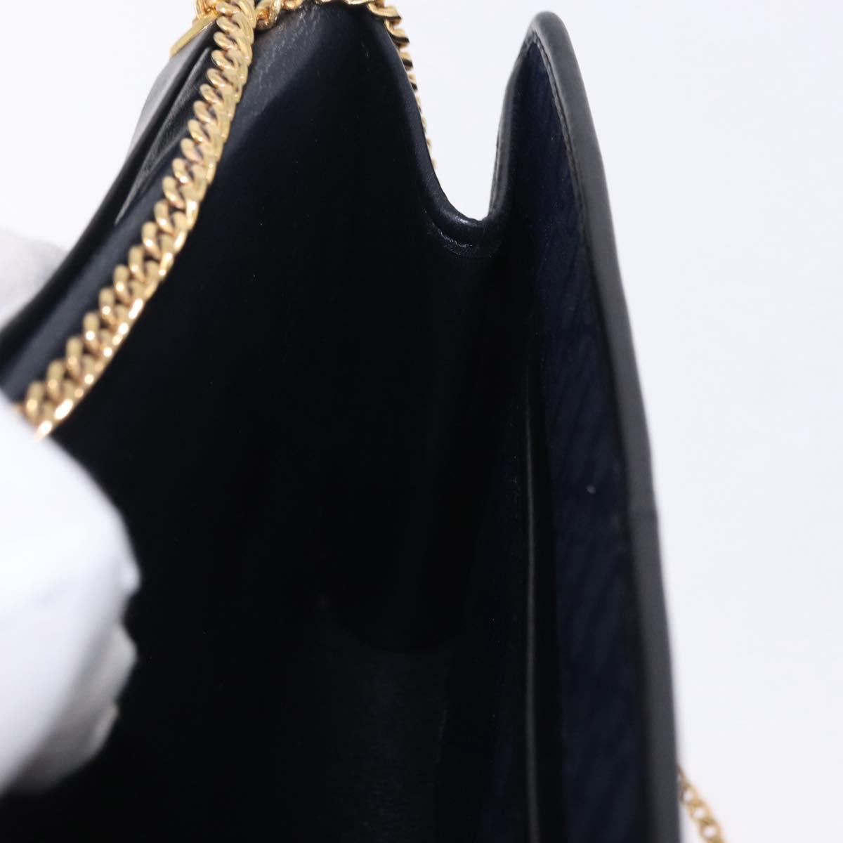 Christian Dior Trotter Canvas Chain Shoulder Bag Navy Gold Auth 193861