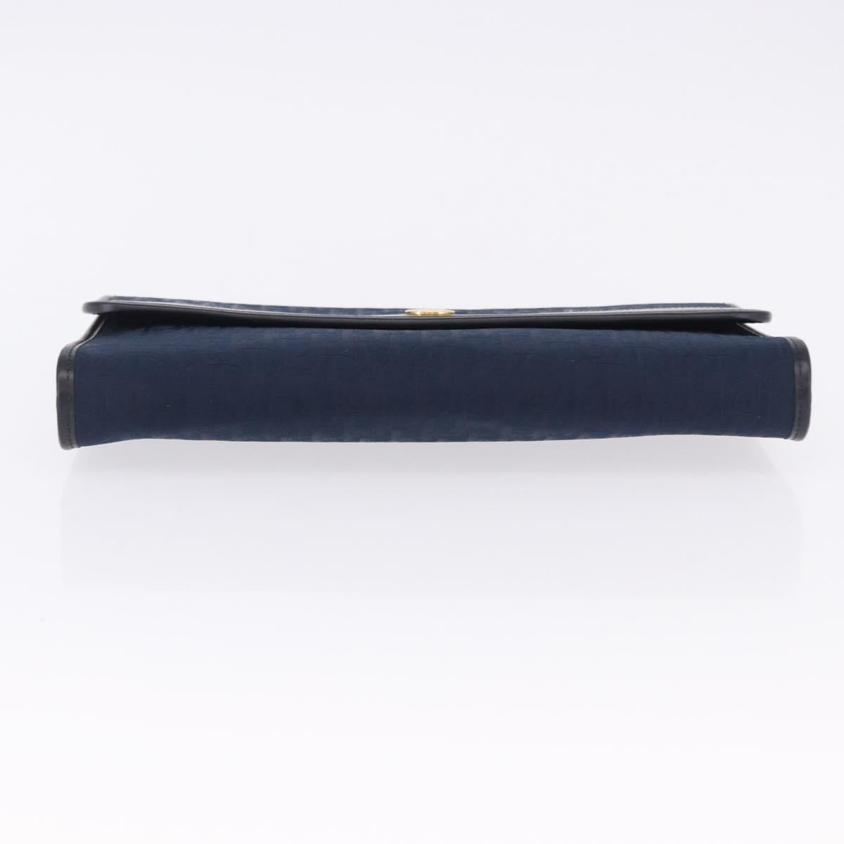 Christian Dior Trotter Canvas Chain Shoulder Bag Navy Gold Auth 193861