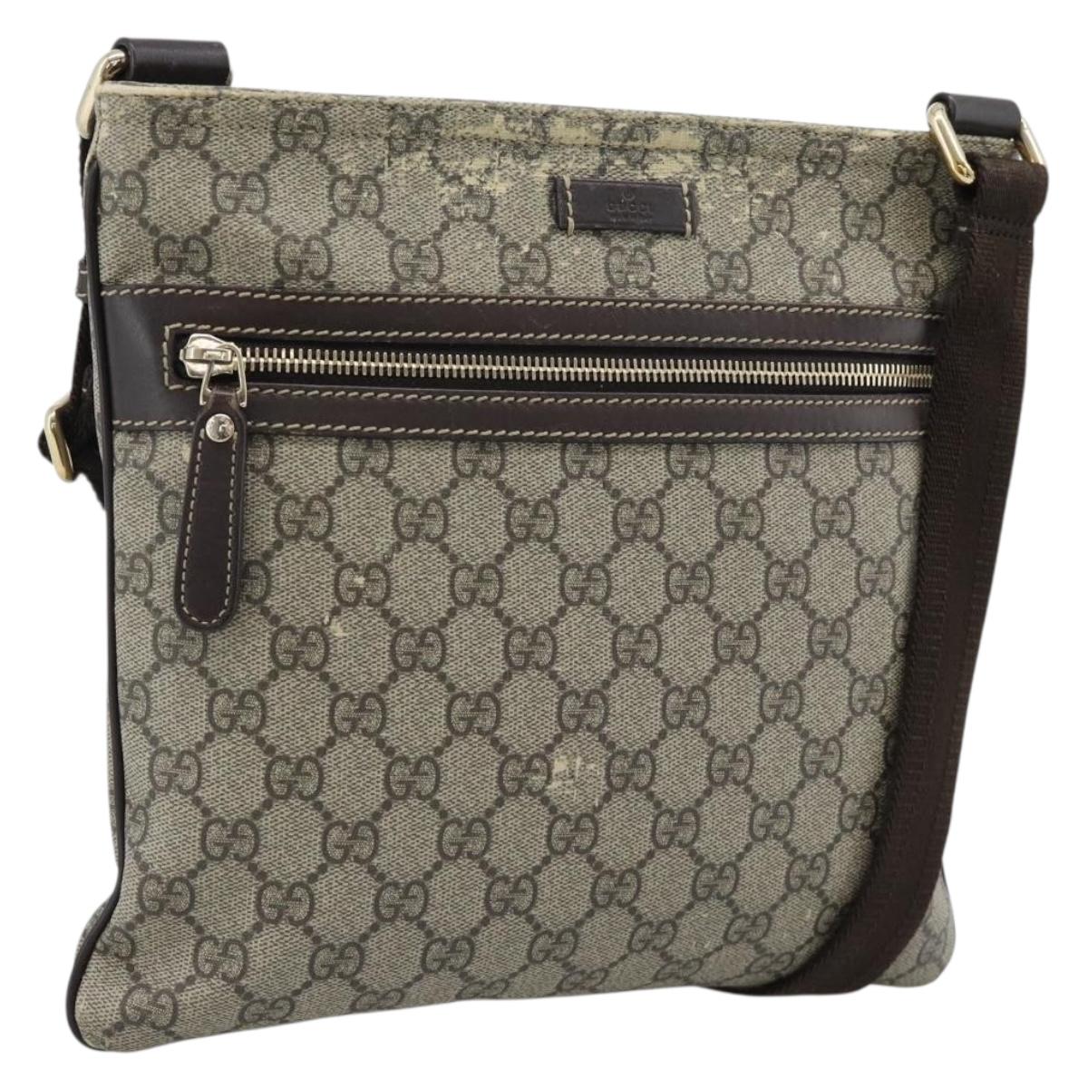 GUCCI GG Supreme Shoulder Bag PVC Beige Gold 295257 Auth 193862