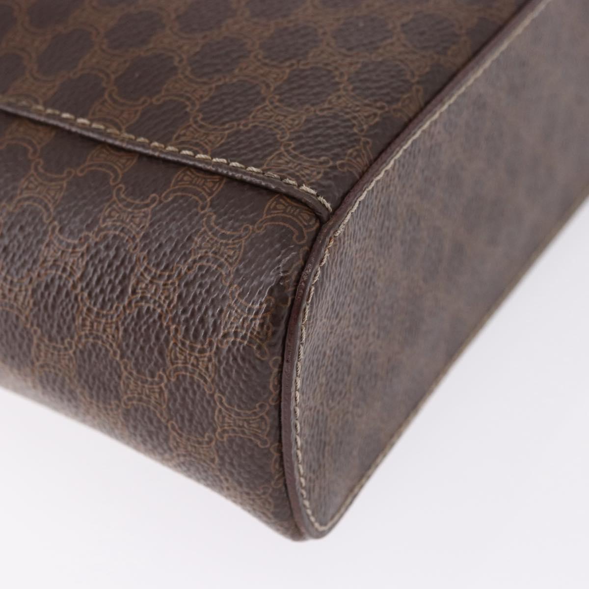 CELINE Macadam Canvas Mini vanity Hand Bag PVC Leather Brown Gold Auth 193866A