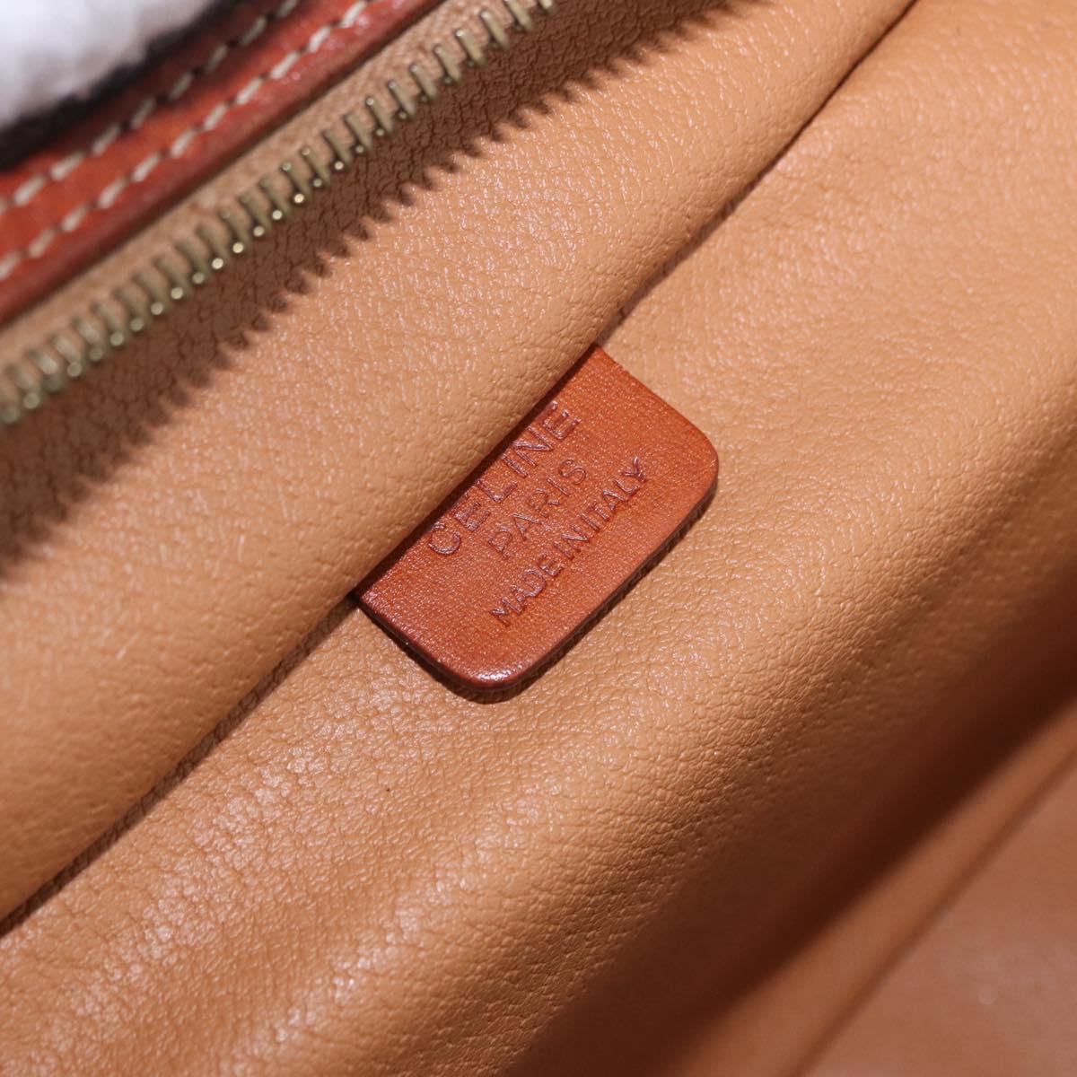 CELINE Macadam Canvas Mini vanity Hand Bag PVC Leather Brown Gold Auth 193866A