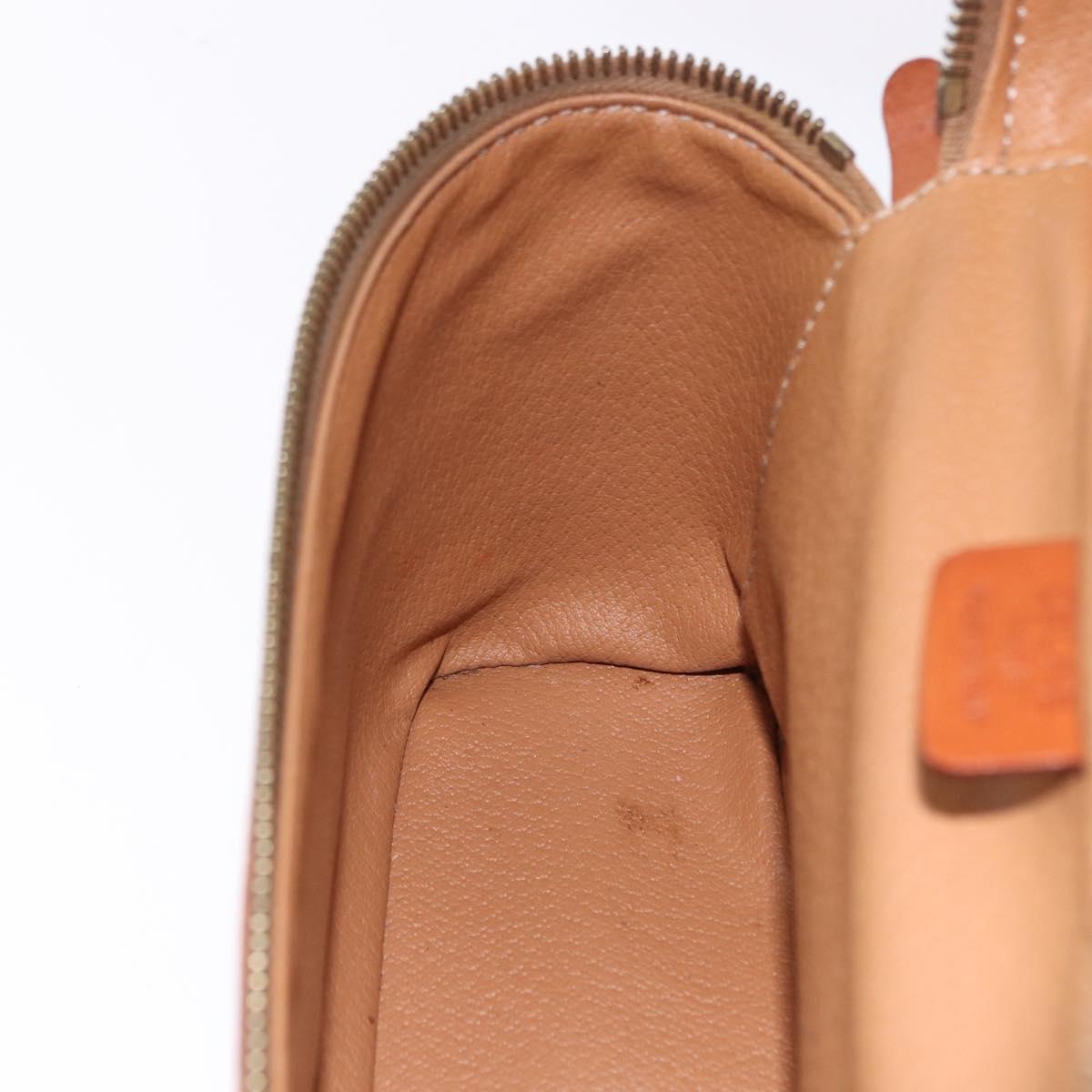 CELINE Macadam Canvas Mini vanity Hand Bag PVC Leather Brown Gold Auth 193866A