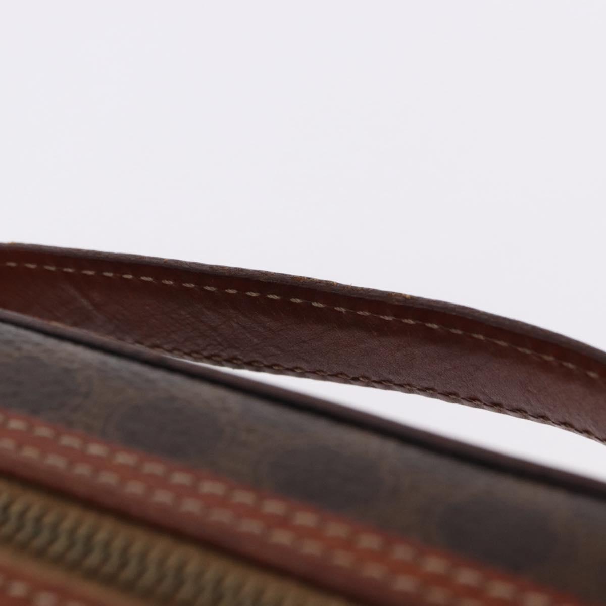 CELINE Macadam Canvas Mini vanity Hand Bag PVC Leather Brown Gold Auth 193866A