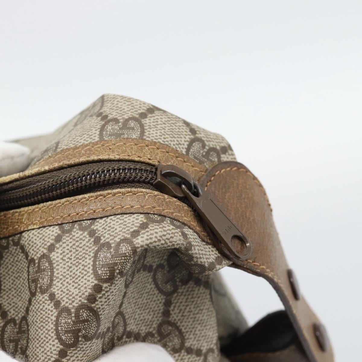 GUCCI GG Supreme Web Sherry Line Boston Bag PVC Beige Gold Auth 193876
