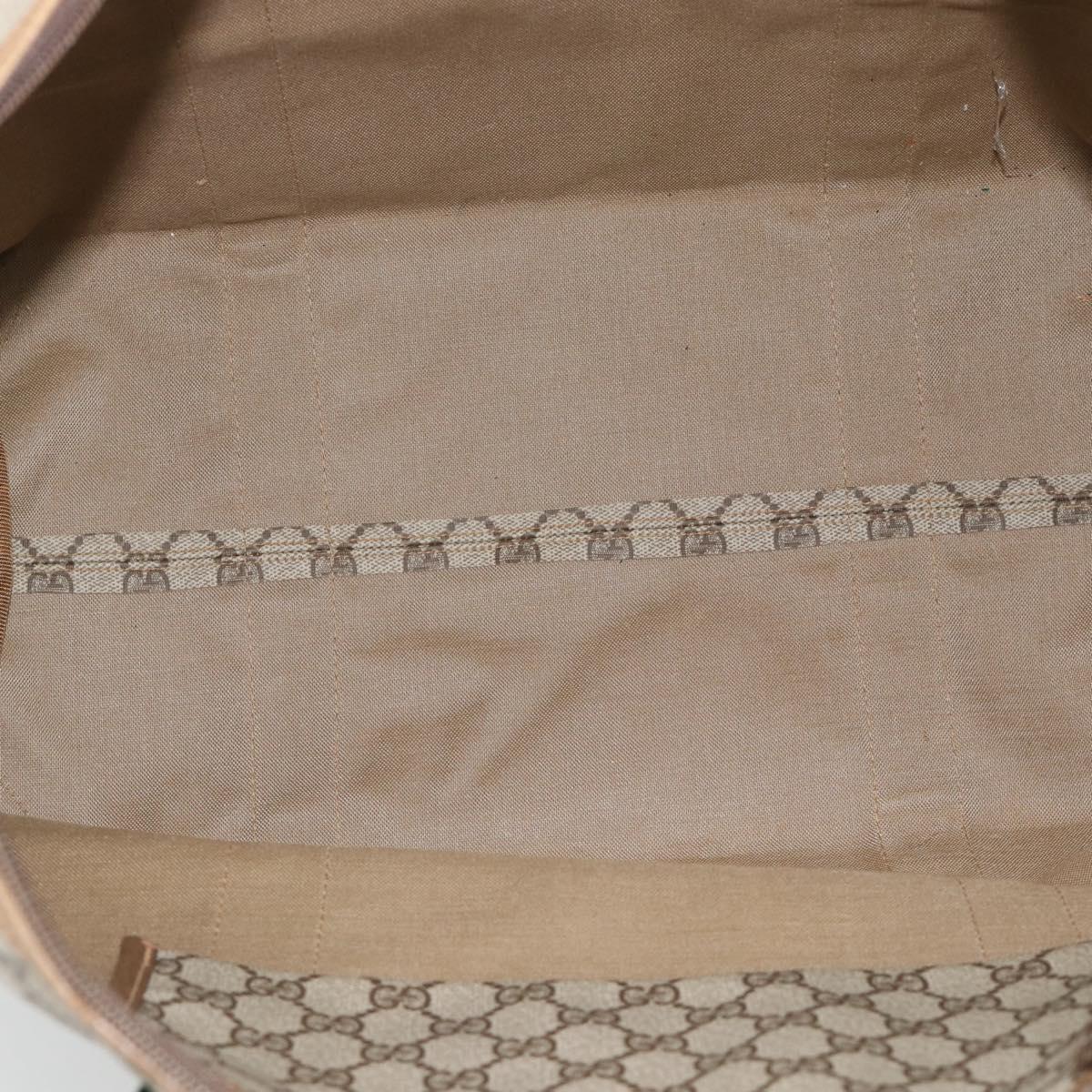 GUCCI GG Supreme Web Sherry Line Boston Bag PVC Beige Gold Auth 193876