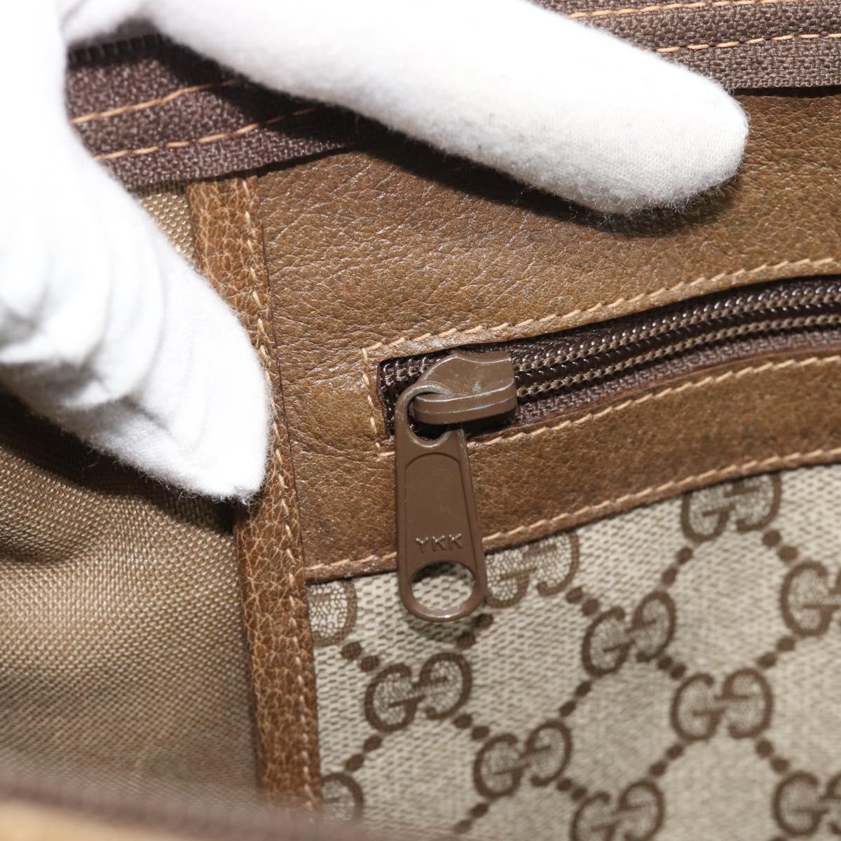 GUCCI GG Supreme Web Sherry Line Boston Bag PVC Beige Gold Auth 193876