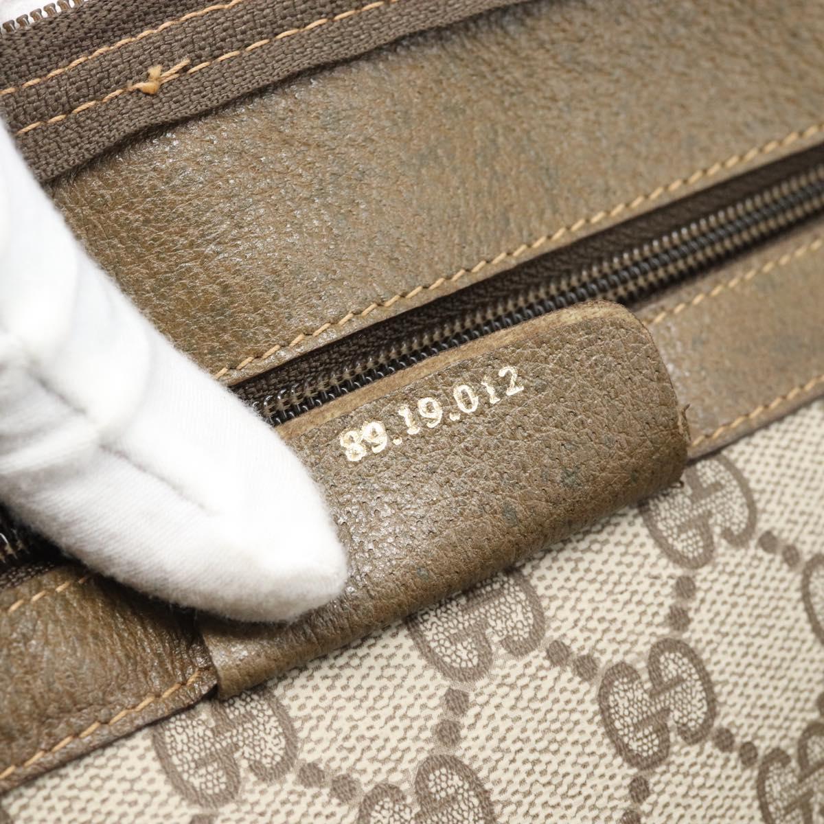 GUCCI GG Supreme Web Sherry Line Boston Bag PVC Beige Gold Auth 193876