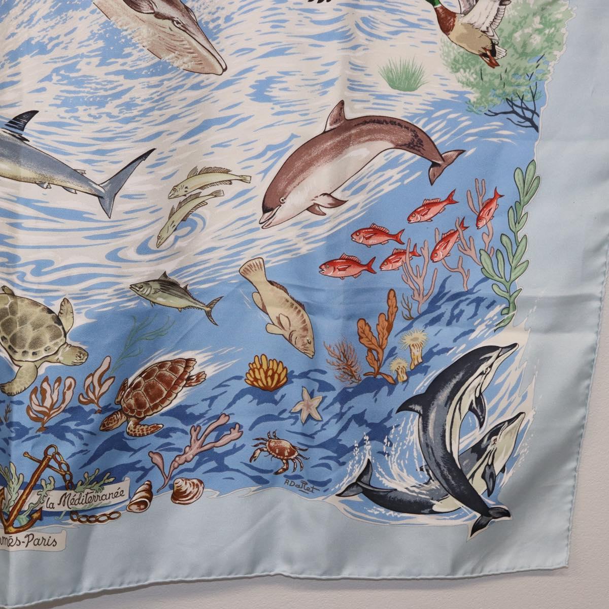 HERMES Carre 90 Scarf ”Lavie Precieuse de la Mediterranee” Silk Auth 193883