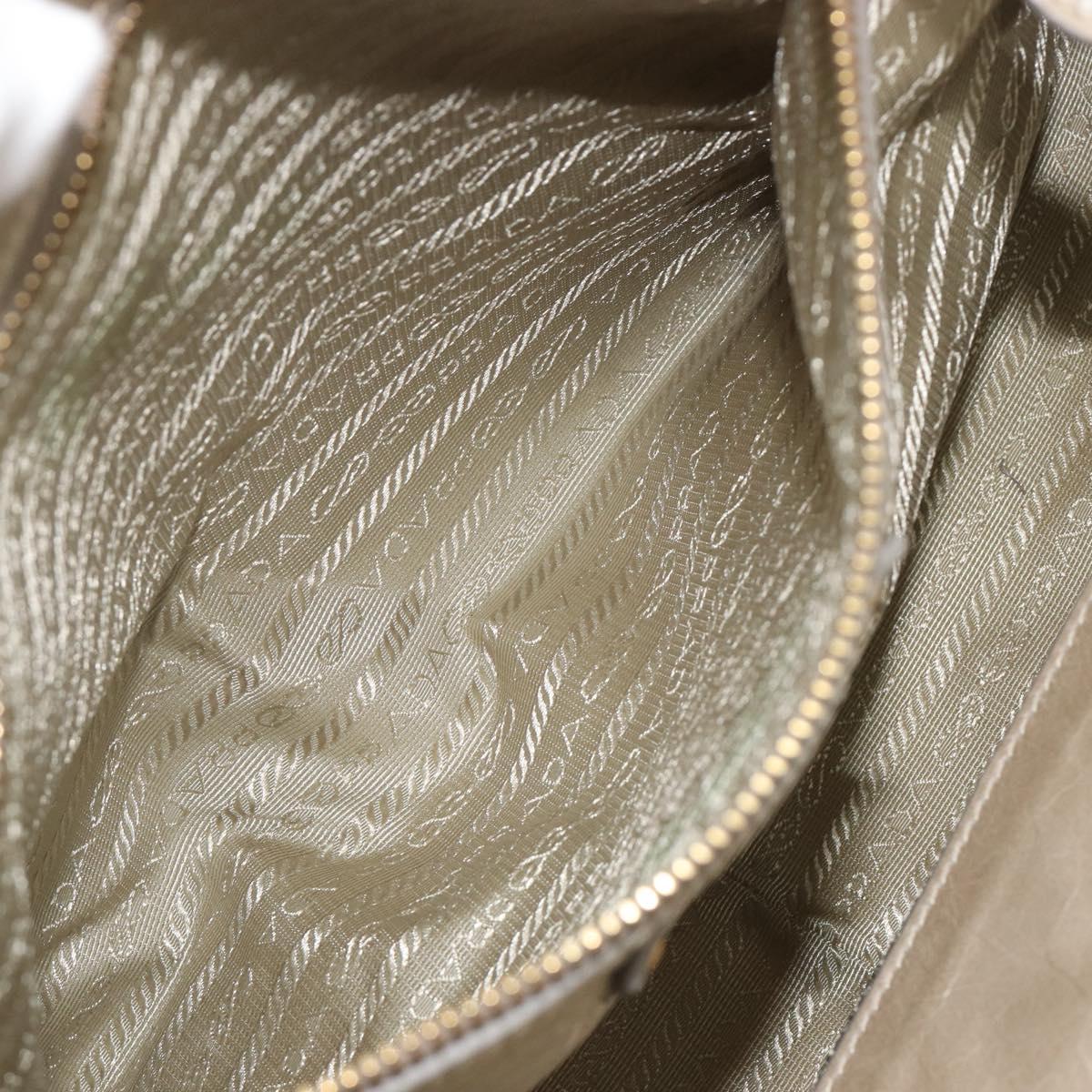 PRADA Hand Bag Leather 2way Beige Gold Auth 193894A