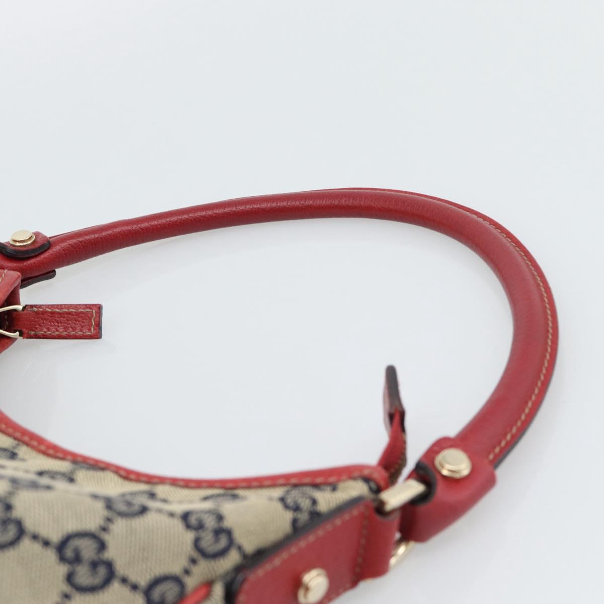 GUCCI Abbey GG Canvas Shoulder Bag Navy Gold 130738 Auth 193896V