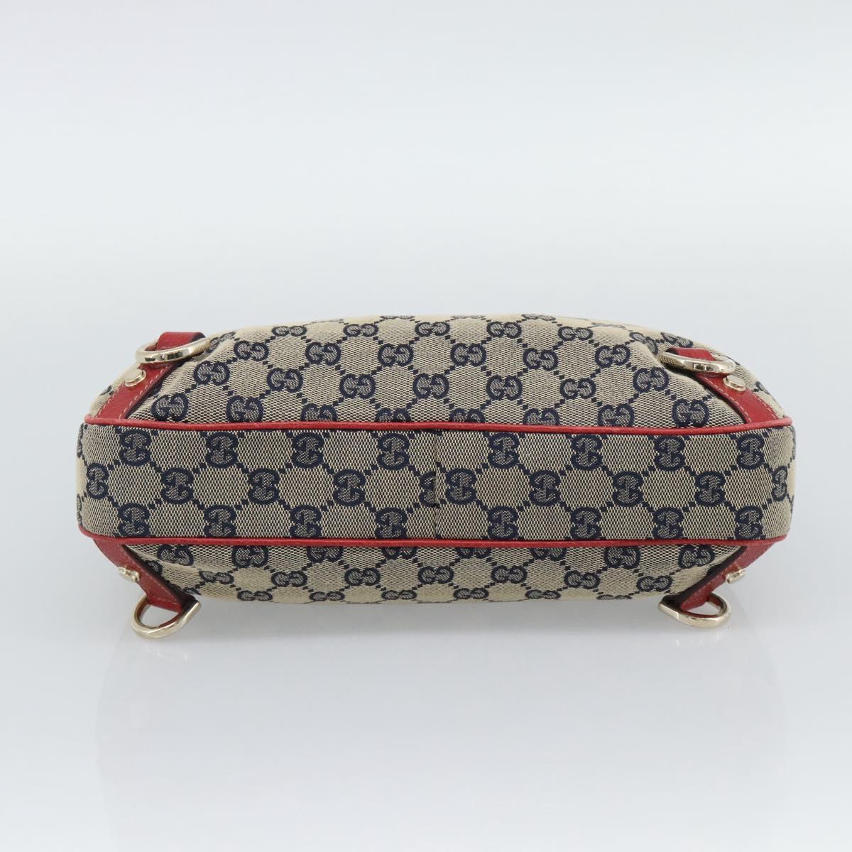 GUCCI Abbey GG Canvas Shoulder Bag Navy Gold 130738 Auth 193896V