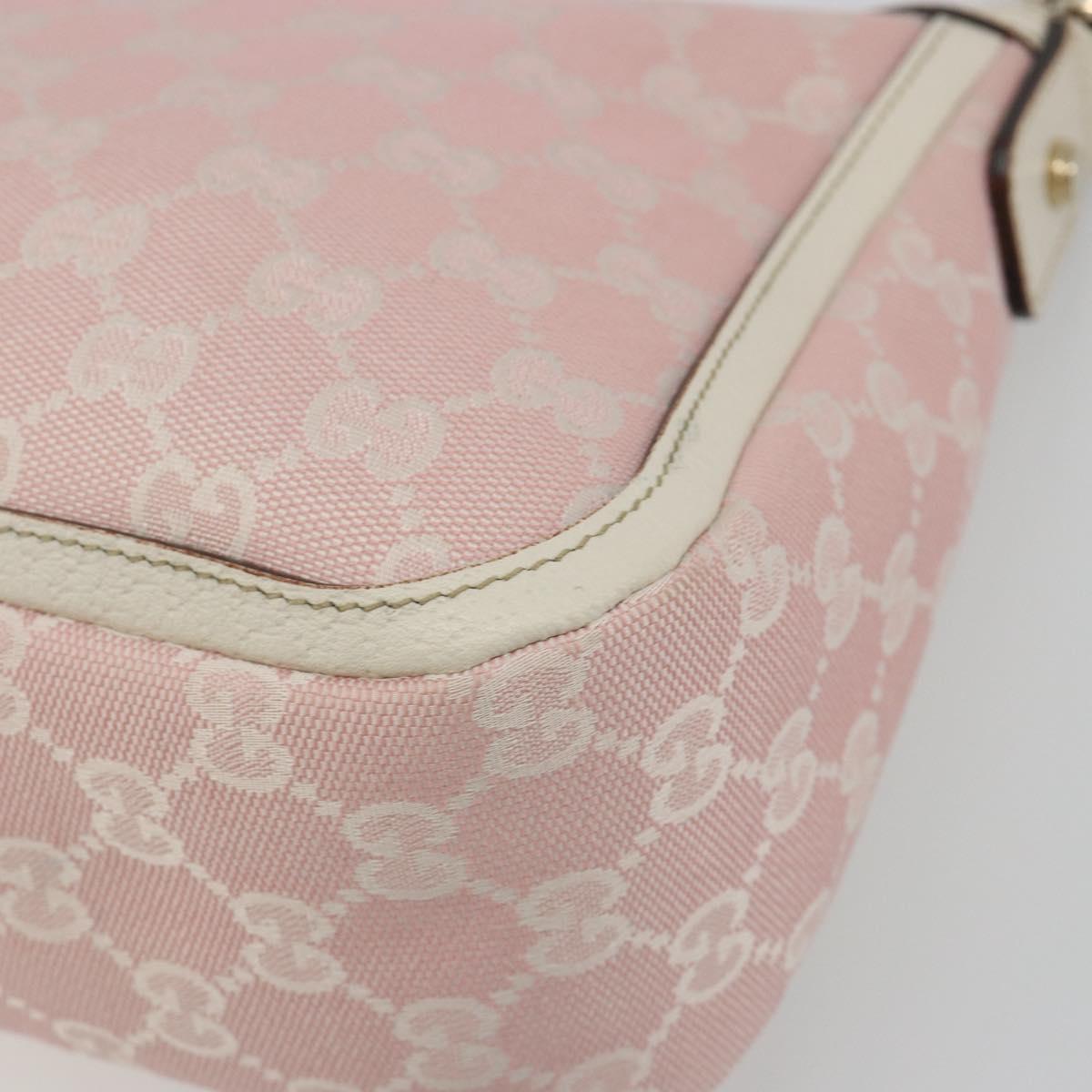 GUCCI GG Canvas Abbey Shoulder Bag Pink Gold 146244 Auth 193901A