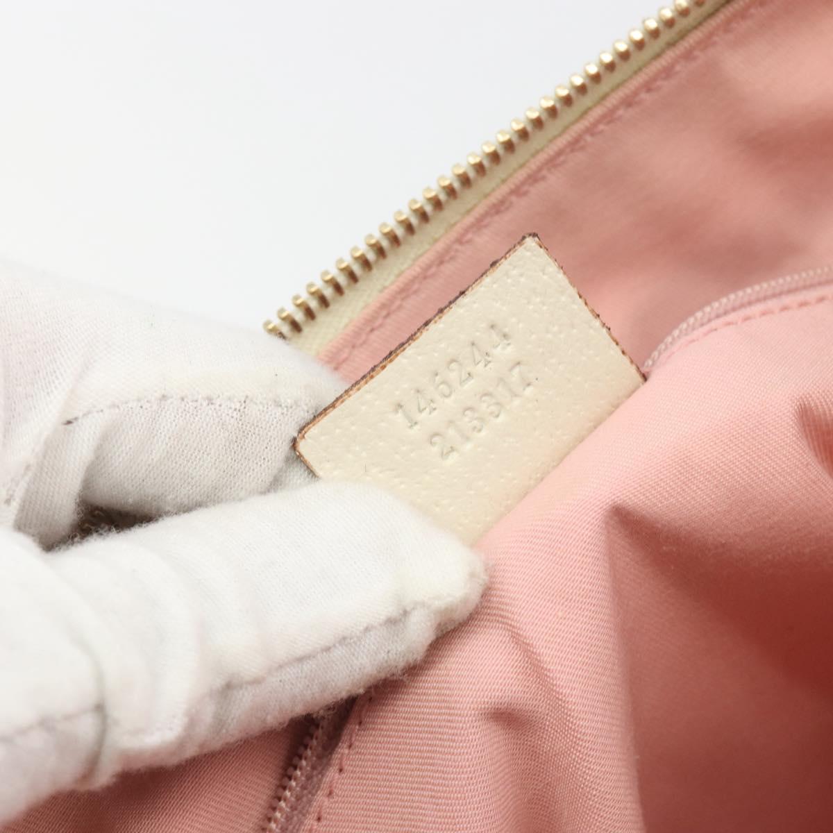 GUCCI GG Canvas Abbey Shoulder Bag Pink Gold 146244 Auth 193901A