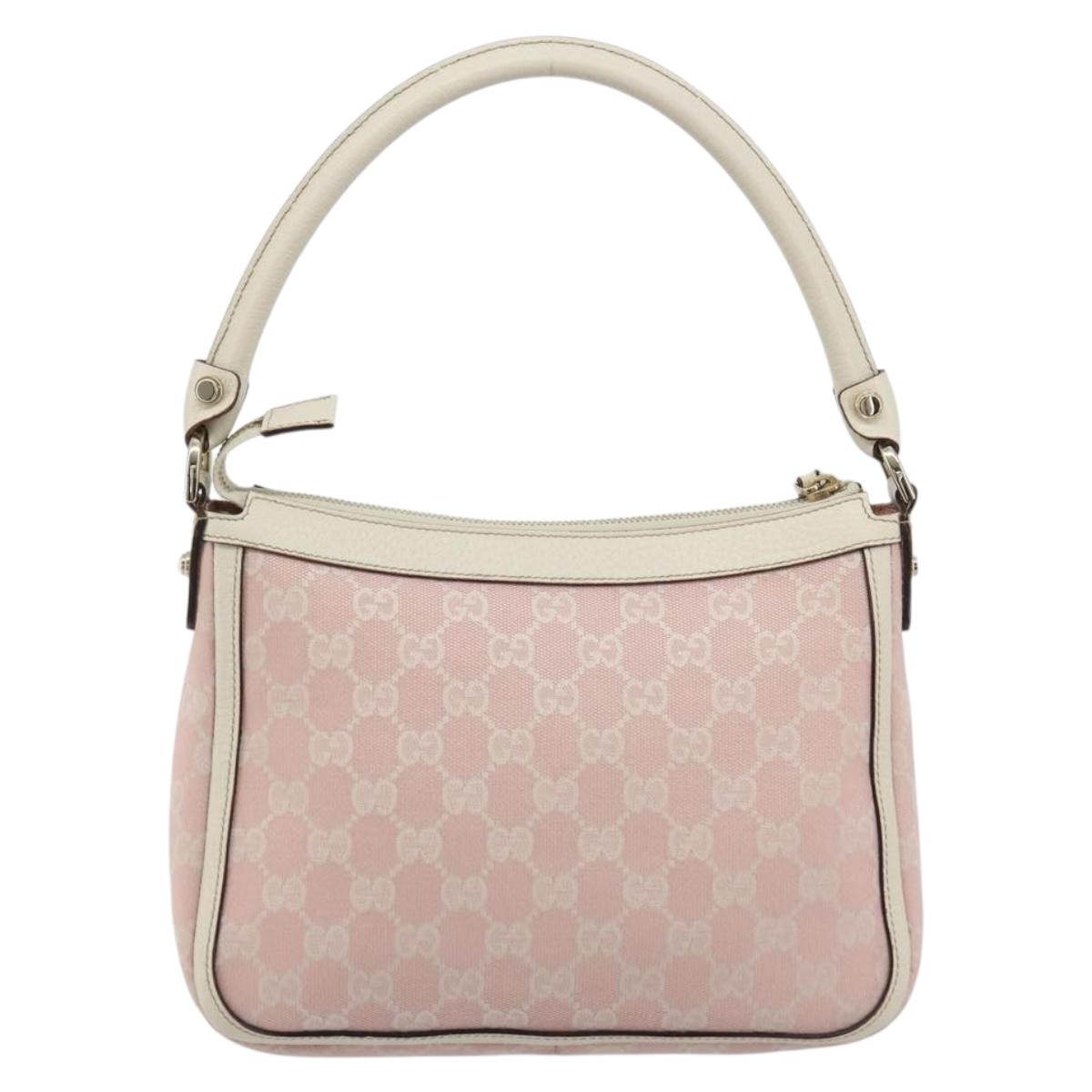 GUCCI GG Canvas Abbey Shoulder Bag Pink Gold 146244 Auth 193901A