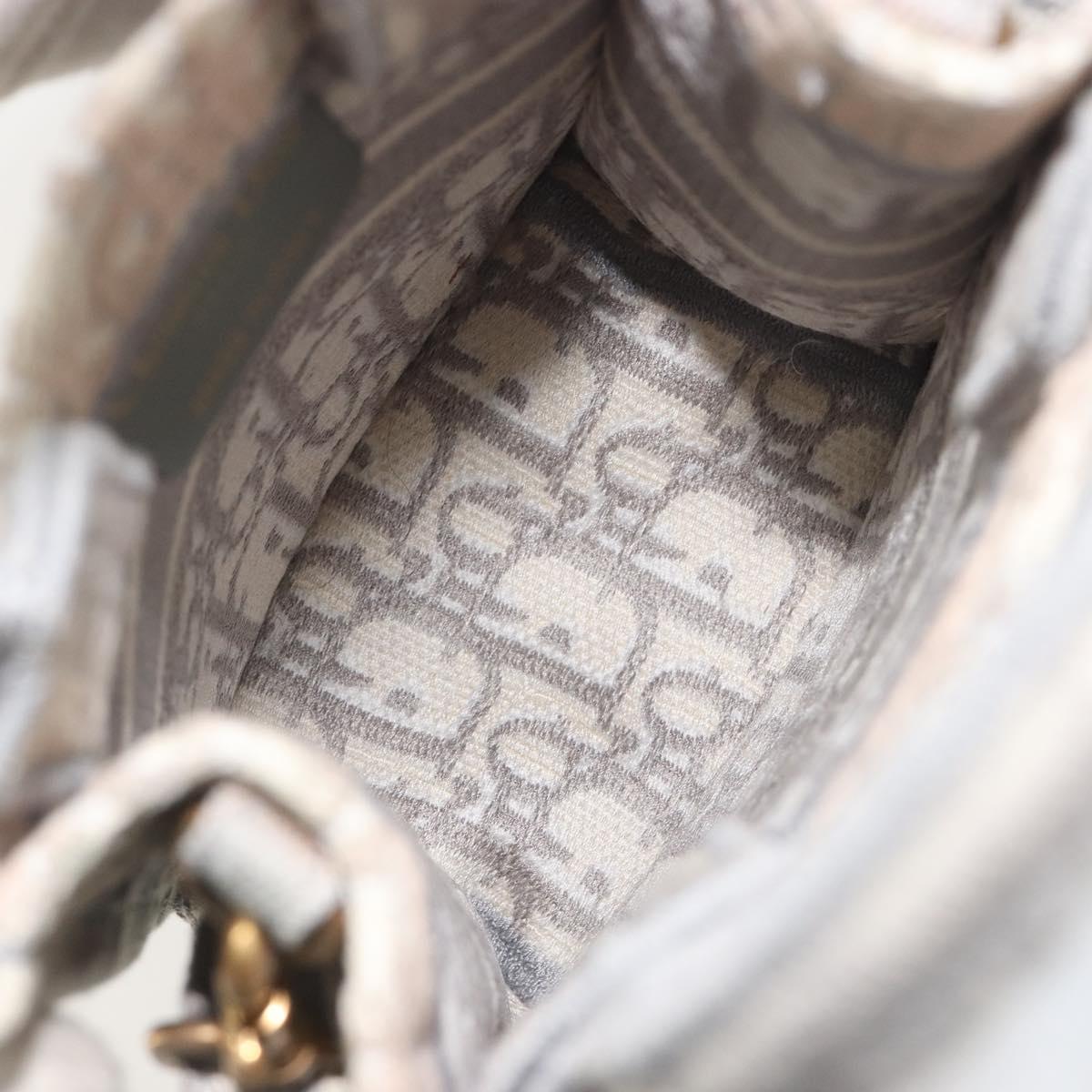 Christian Dior Trotter Canvas Book Tote Mini 2way Gray Gold Auth 193902