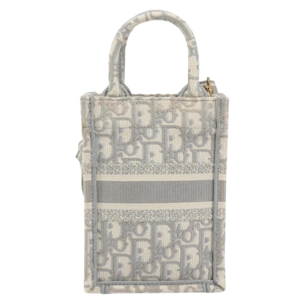 Christian Dior Trotter Canvas Book Tote Mini 2way Gray Gold Auth 193902