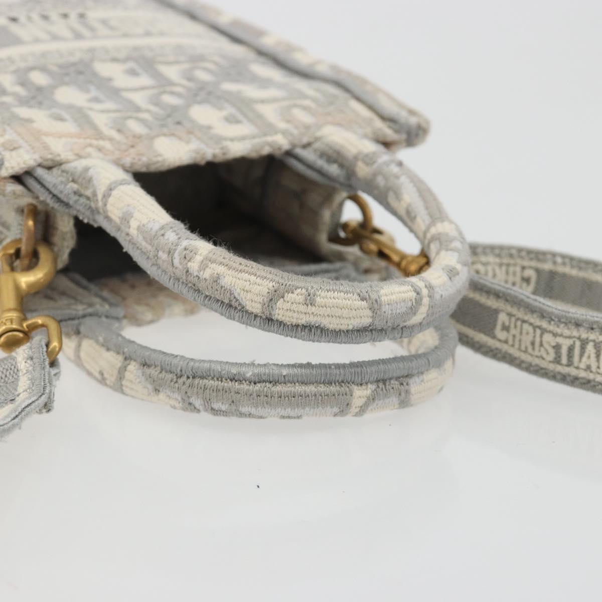 Christian Dior Trotter Canvas Book Tote Mini 2way Gray Gold Auth 193902