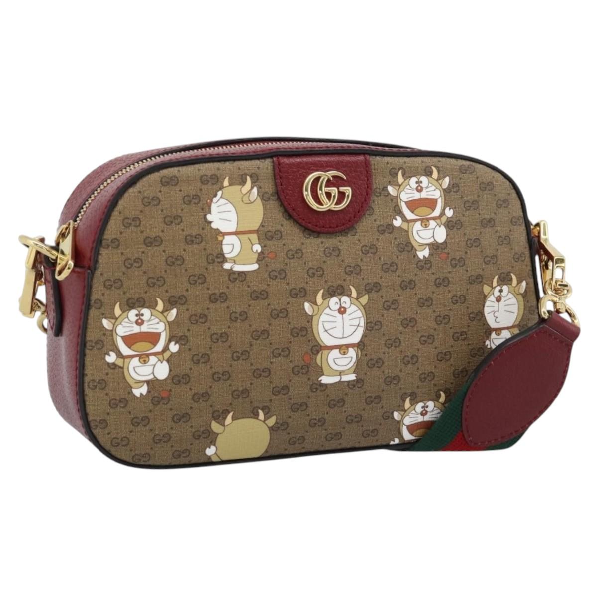 GUCCI Micro GG Supreme Doraemon Collaboration Bag PVC Beige 574886 Auth 193906SAM